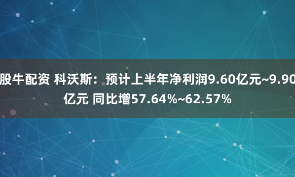 股牛配资 科沃斯：预计上半年净利润9.60亿元~9.90亿元 同比增57.64%~62.57%