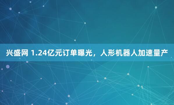 兴盛网 1.24亿元订单曝光，人形机器人加速量产